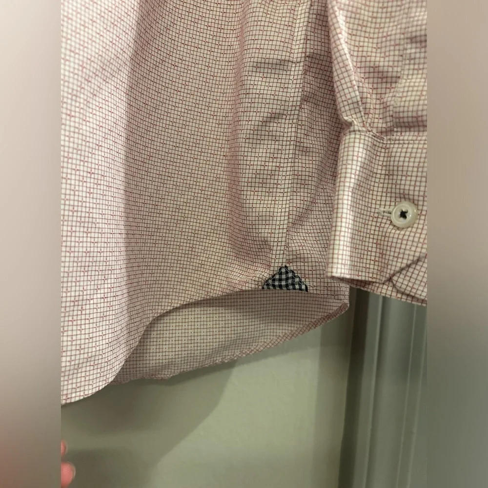 Banana Republic Non-Iron Button Down Shirt Standard Fit Mens Large Pink White